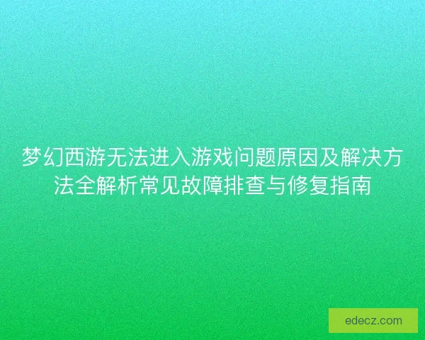 梦幻西游无法进入游戏问题原因及解决方法全解析常见故障排查与修复指南